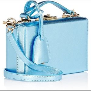 Mark Cross blue Grace box with gold hardware